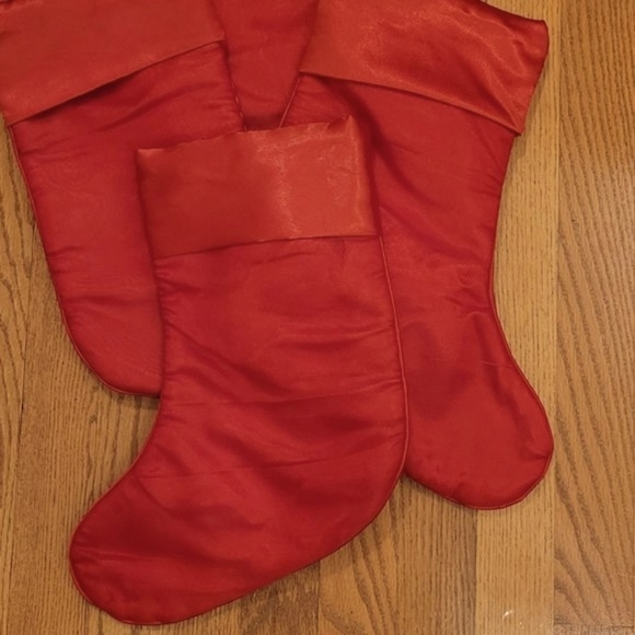 NEW Red Satin Christmas Stockings - 4 Stockings - Picture 2 of 3